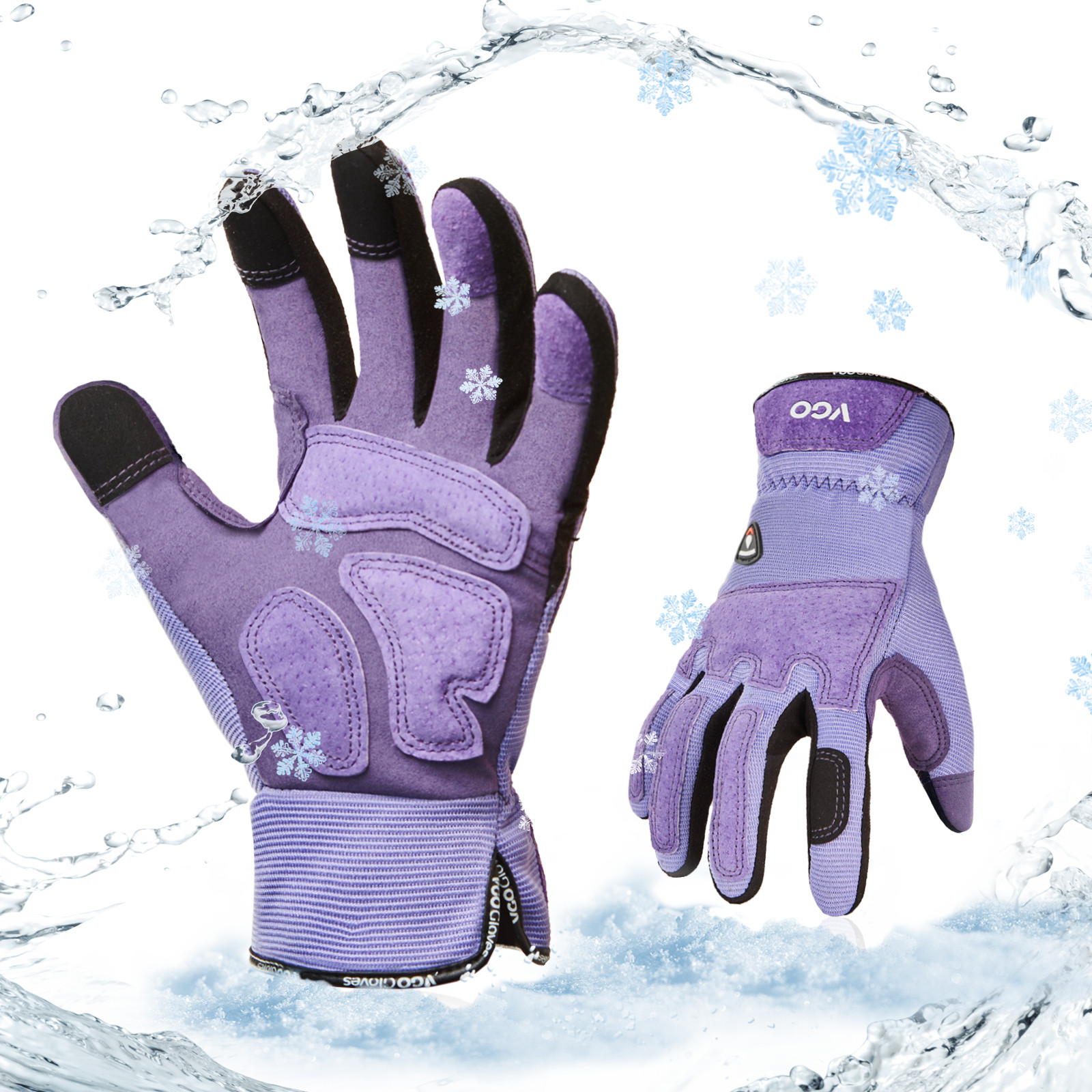 Vgo 1Pair 32℉ Touchscreen Waterproof Winter Garden Work Gloves (SL7471FLWP-FM)