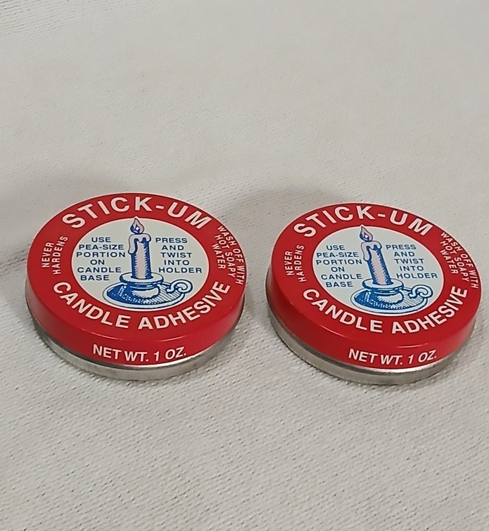 Stick-Um Candle Adhesive, 2 Cans x 1 Ounce Metal Canister with Lid (Total 2oz)