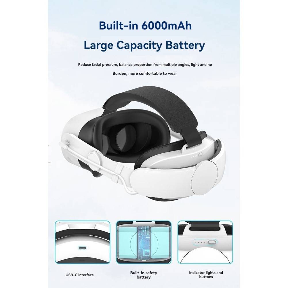 Adjustable Rechargeable Head Strap for 3S Replacement Headband Elite Strap7513