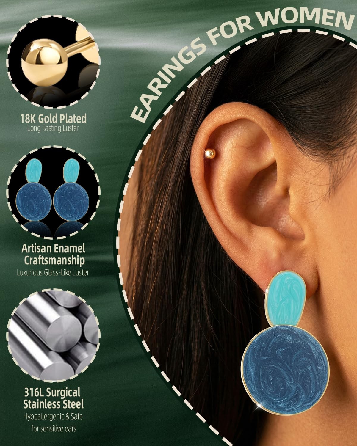 Unique Gold Statement Chunky Dangle Earrings for - Blue Vacation