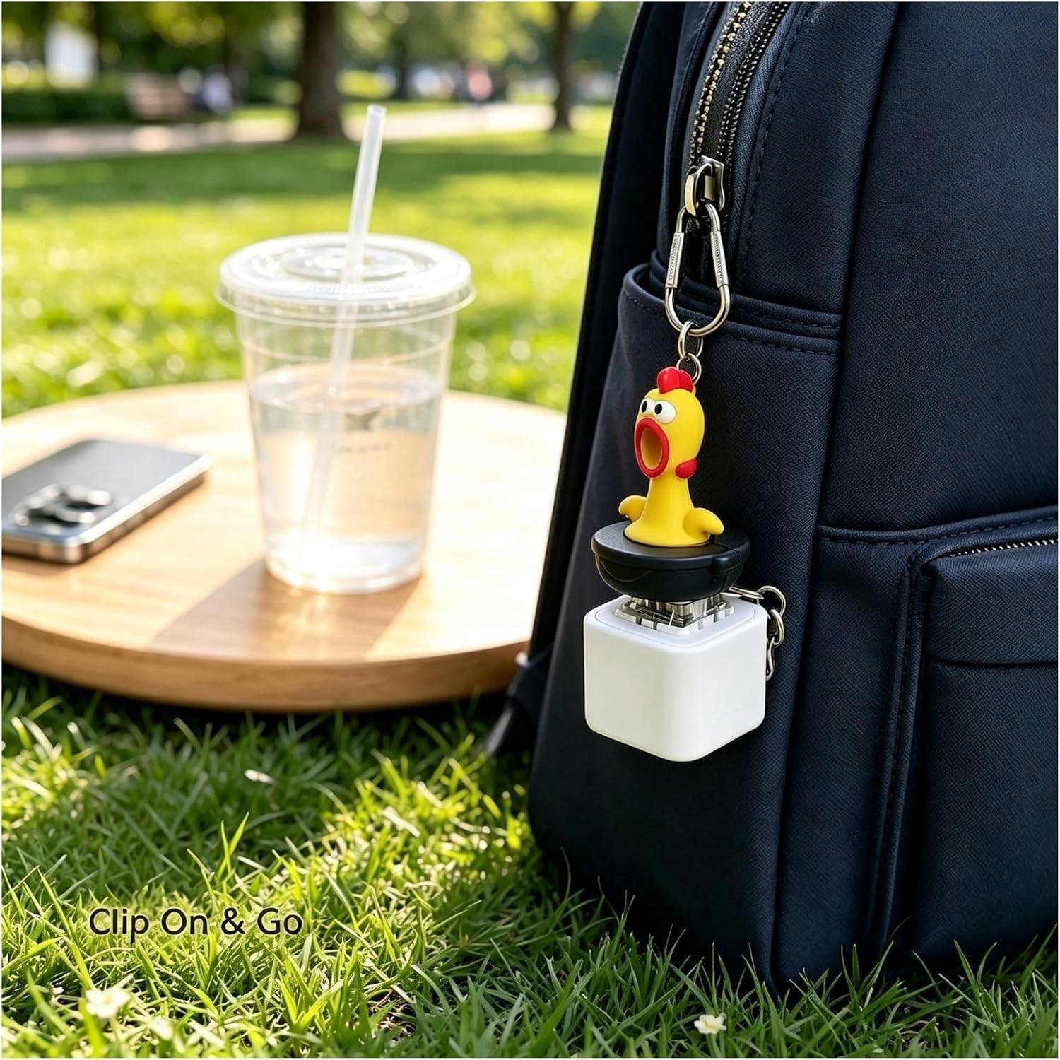Screaming Chicken Sound Button Keychain, Rechargeable Fidget Clicker