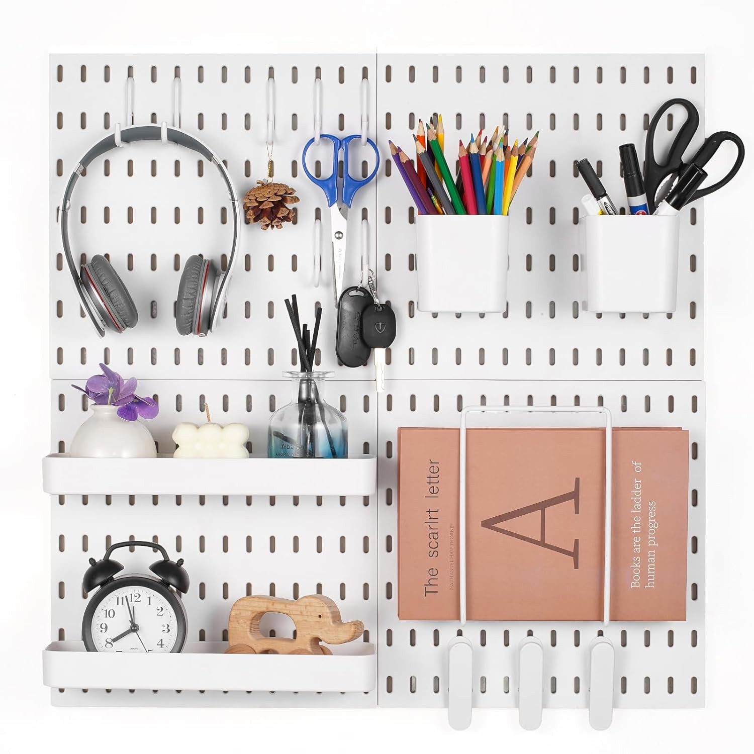 Pegboard Combination Kit, 11" X 11" Plastic Pegboard, 4 Panels, Peg Board Wall O