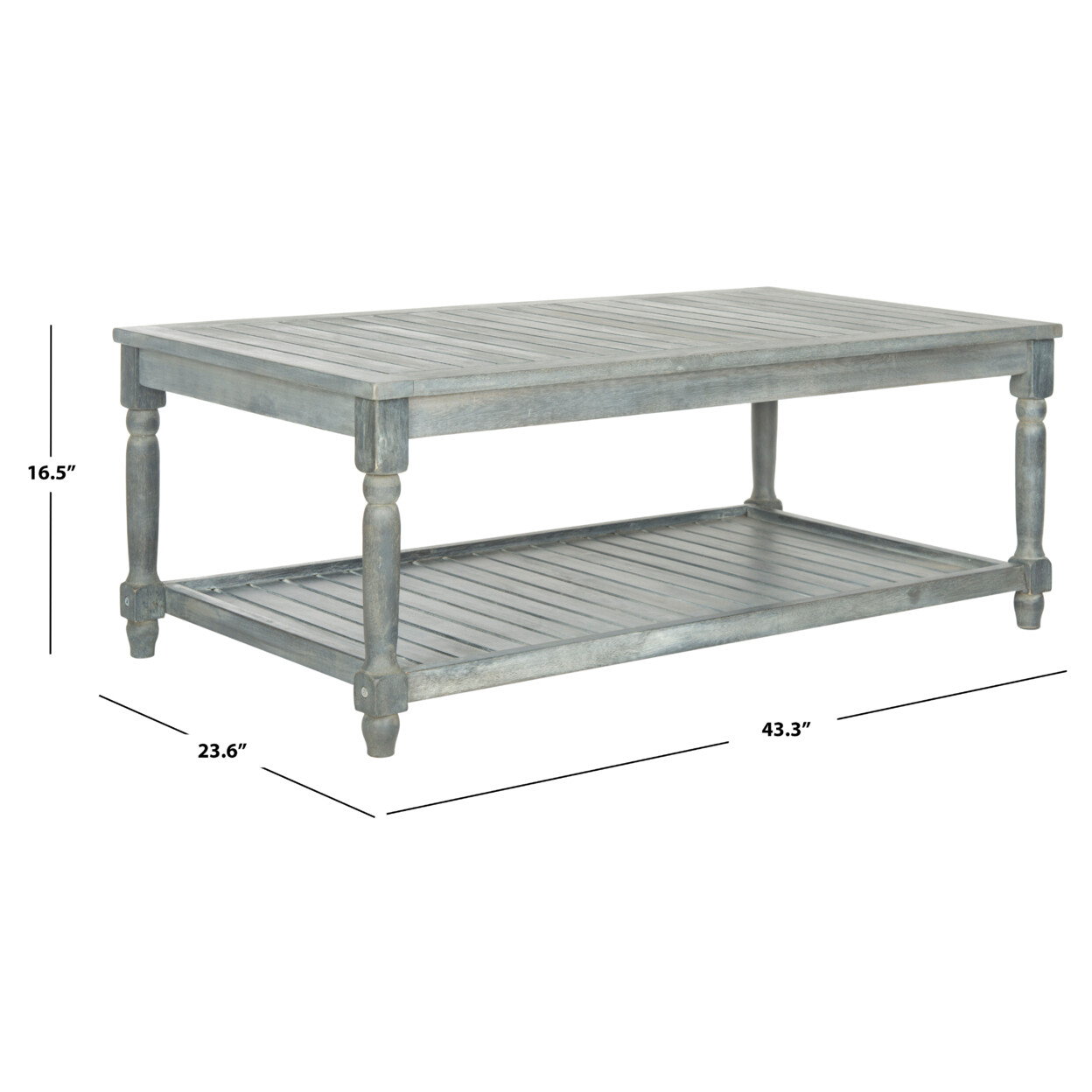 SAFAVIEH Outdoor Collection Oakley Coffee Table | Ash Grey |