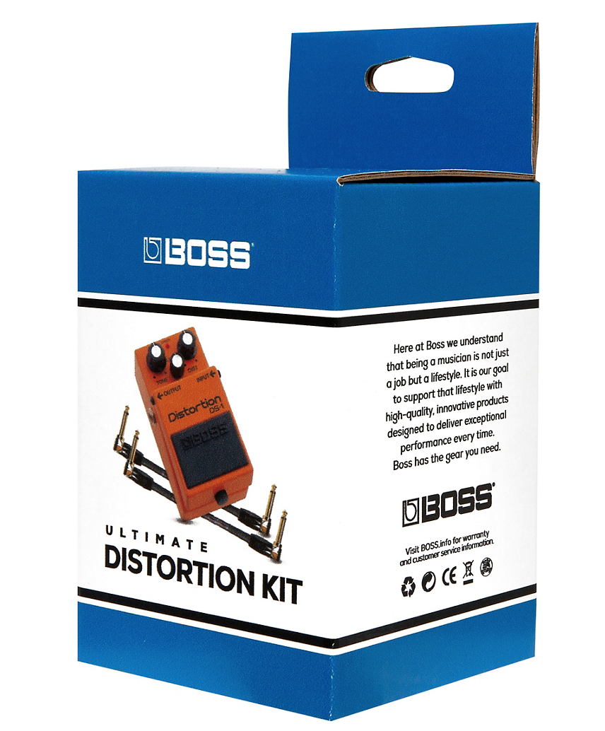 Boss DS-1 Distortion Effects Pedal and Two 6-Inch Jumper Cable Pack
