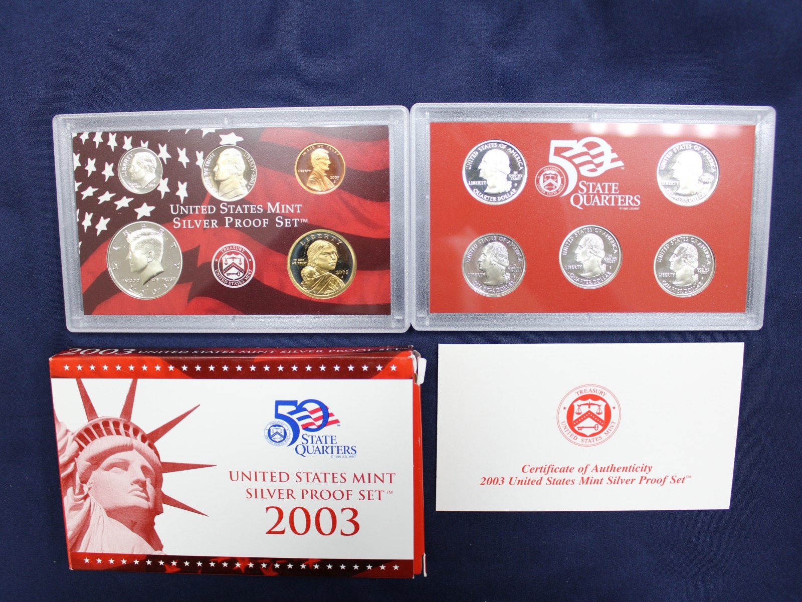 2003 S U.S. Mint 10 Coin Silver Proof Set - Complete with Box & COA