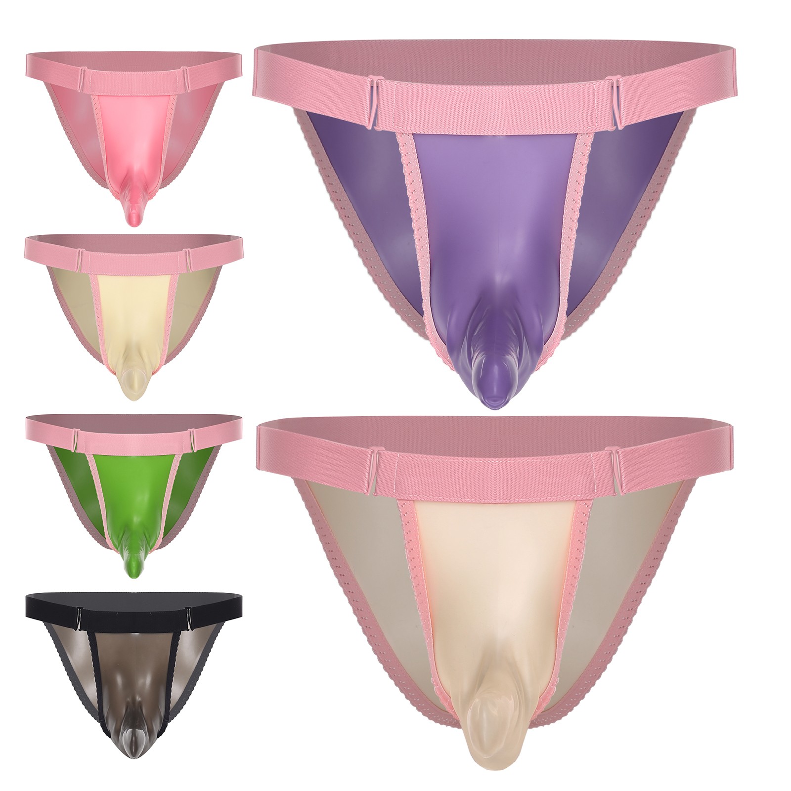 Mens Sissy Low Rise Stretchy Latex Panties Bikini Underwear Swimsuit Lingerie