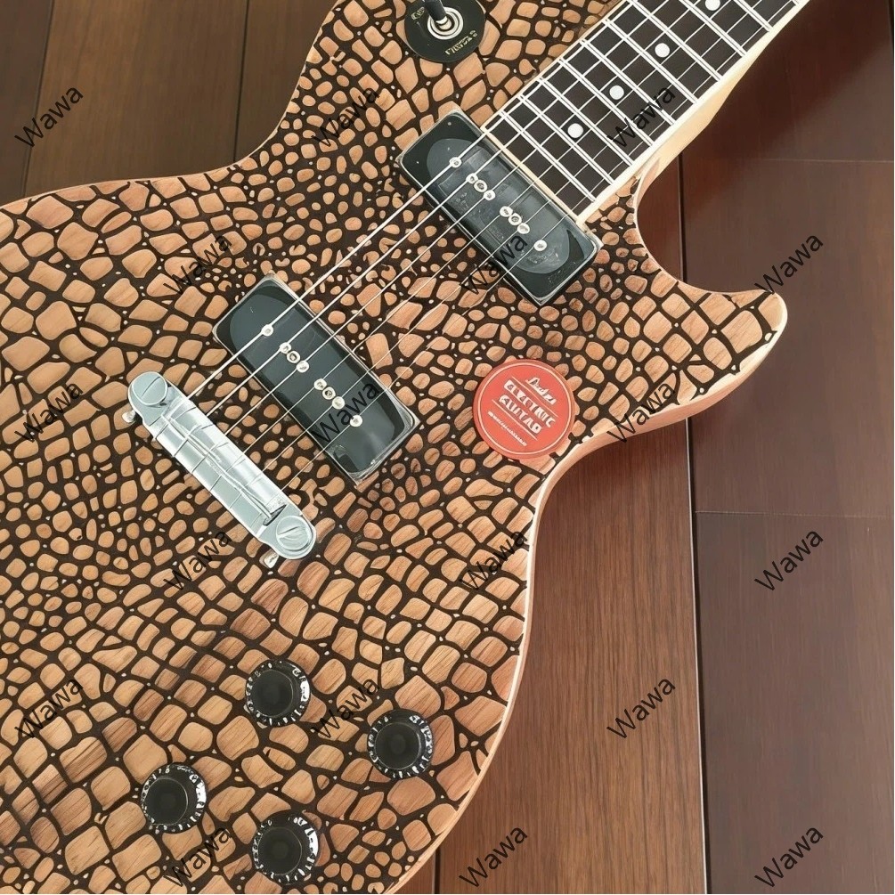 Single Cut Electric Guitar Exquisiote Crocodile skin pattern Dual P90 Pickups