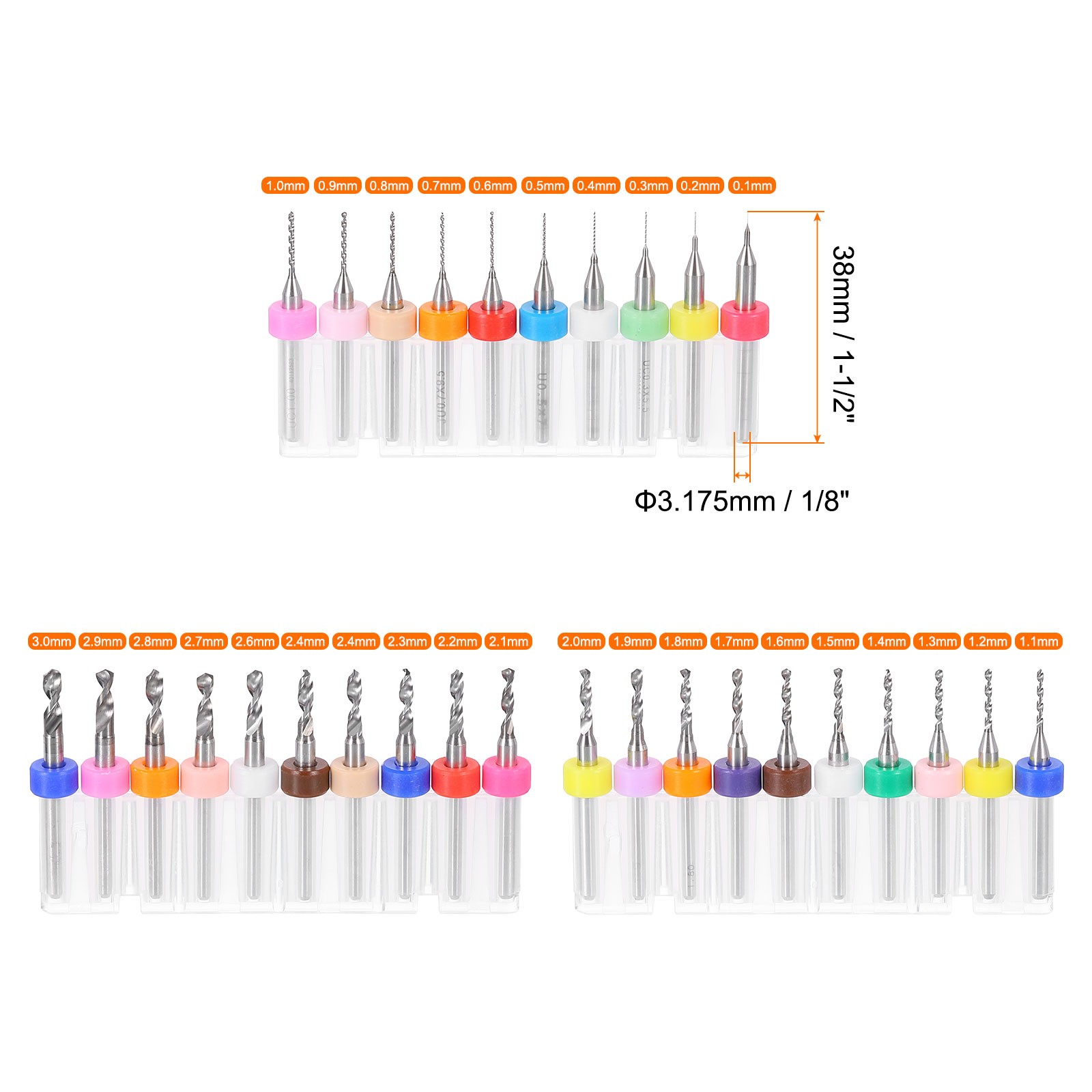 40pcs PCB Drill Bit Set 0.1mm-3.0mm Tungsten Carbide Micro Twist Drill Bits