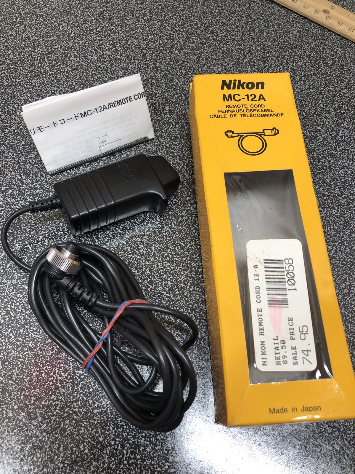 Vintage Nikon MC-12A Motor Remote Trigger Shutter Release Cord