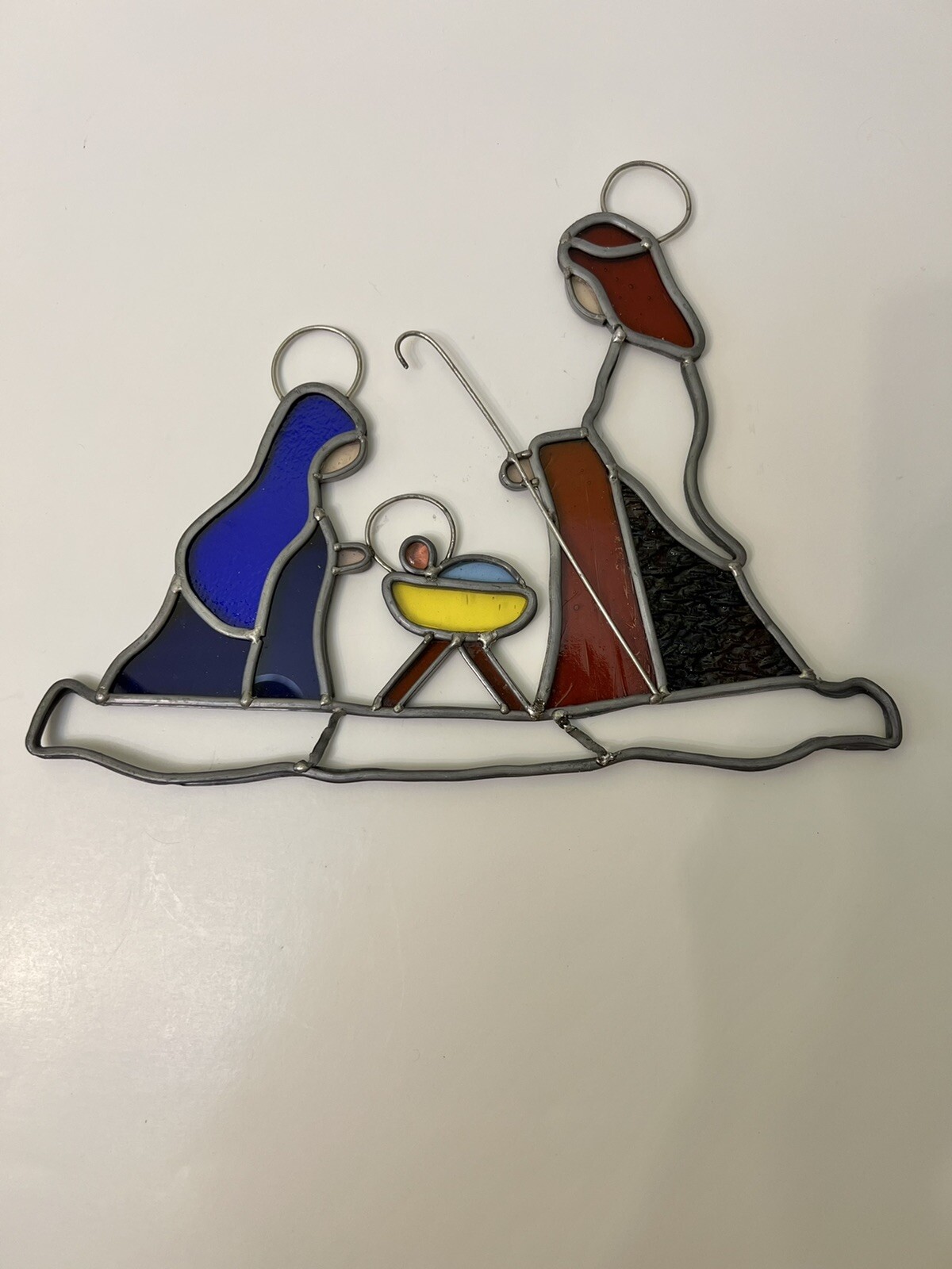 Handmade Hanging Nativity Scene Jesus Joseph  Mary Christmas Ornament Suncatcher