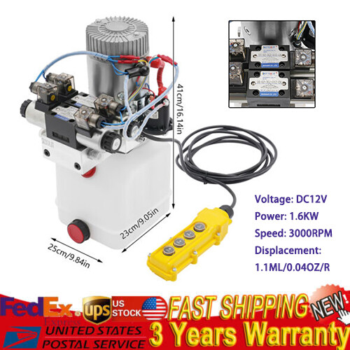 22Mpa Hydraulic Pump 4.5 Quart Double Acting Dump Trailer Pump Power Unit DC 12V