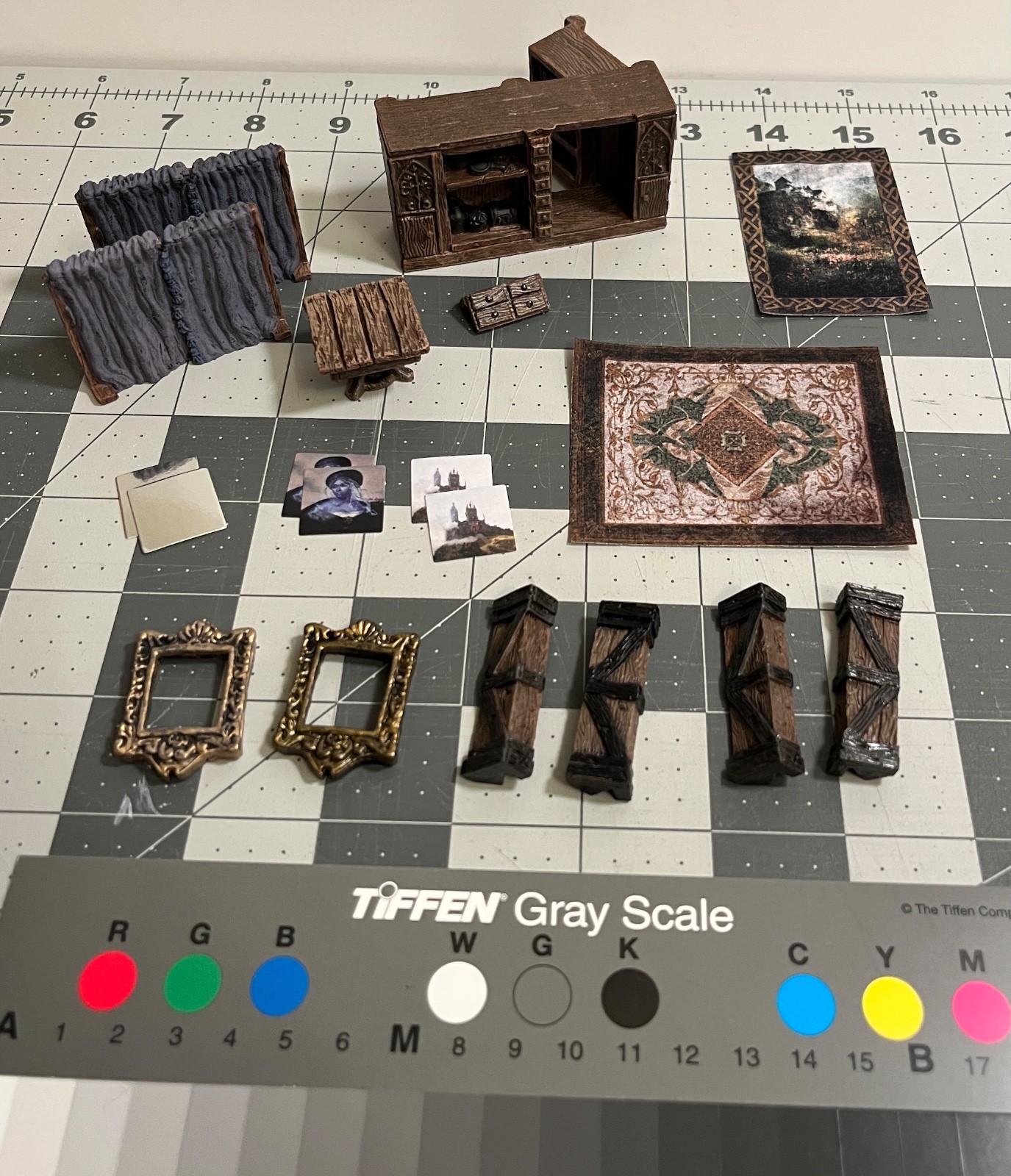 Dwarven Forge Lowtown Manorhouse Dressing bookcase secret door curtain painting