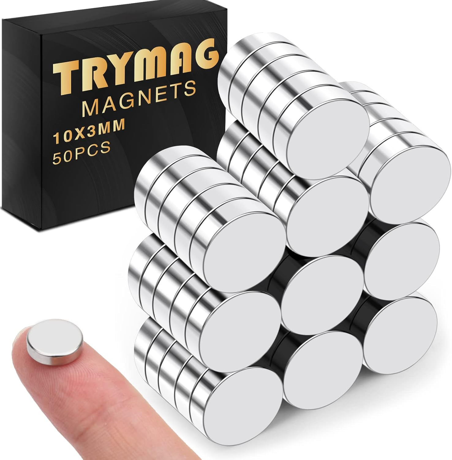 Small 10X3Mm Rare Earth Magnets, 50Pcs Strong Neodymium Tiny round Fridge Mag...