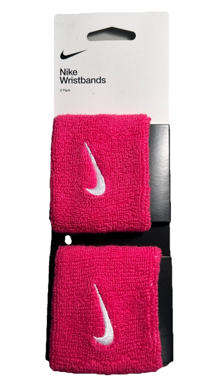 Nike Swoosh Wristbands 1 Pair Pink White Unisex Tennis Athletic Activewear - NEW