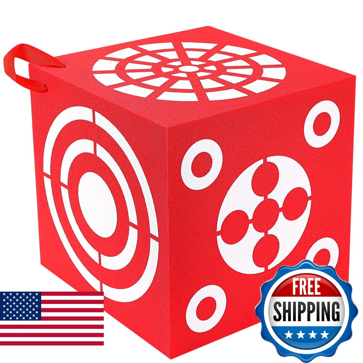 ShinyRelief Red 3D Foam Archery Target 6-Side Dice Cube 13x13x13 Backyard