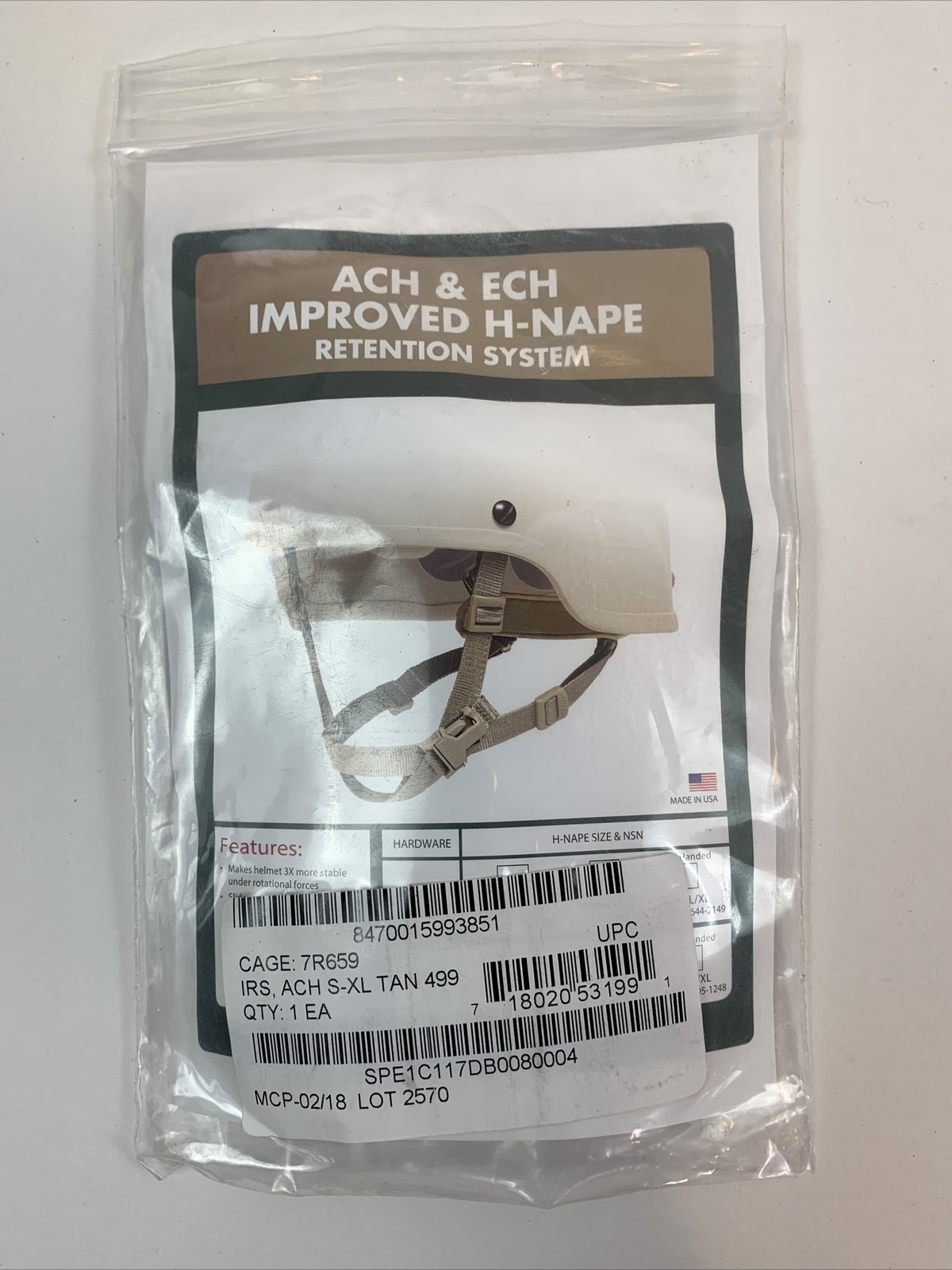 OPS CORE TAN ACH IMPROVED H-NAPE RETENTION SYSTEM HELMET EXTENSION NEW