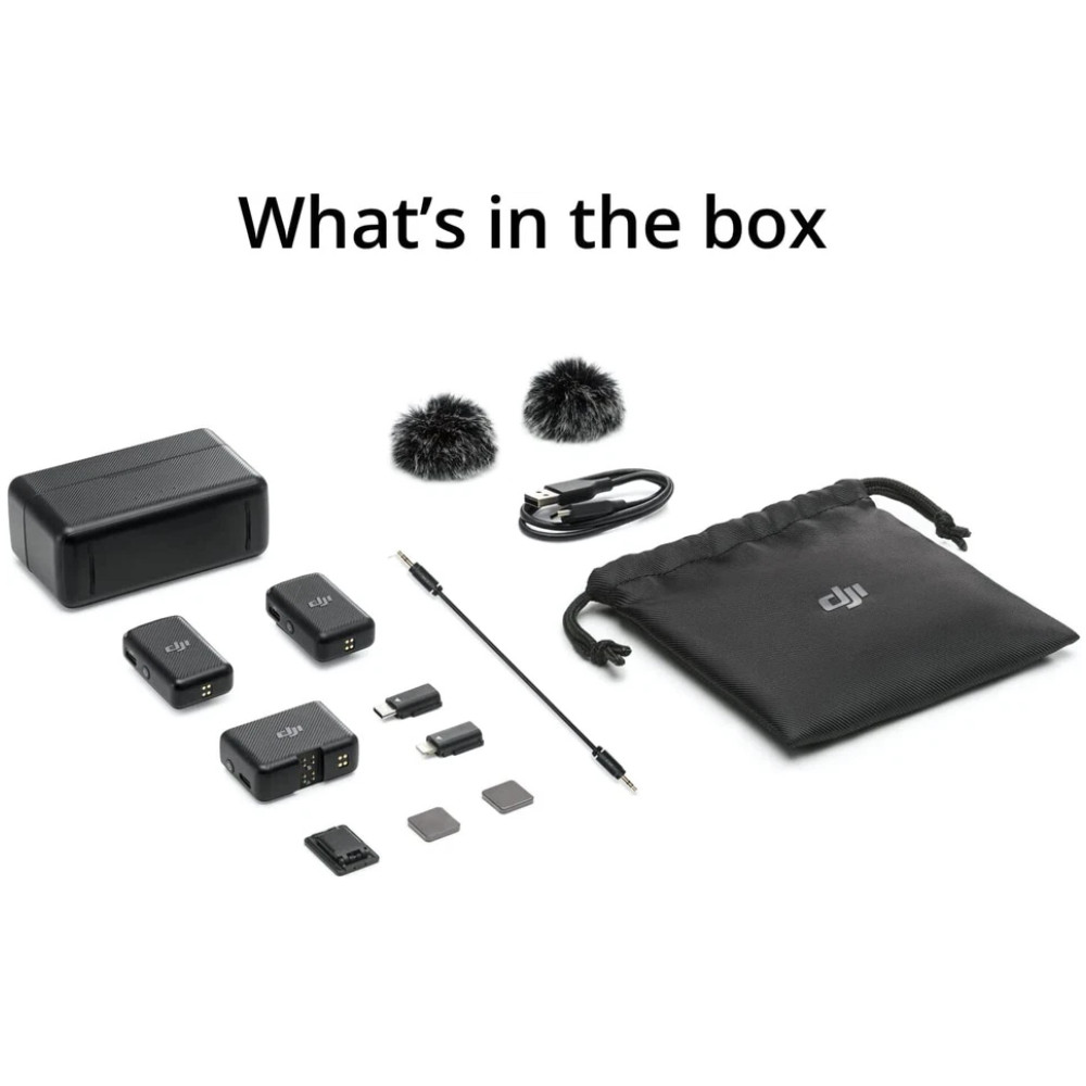 DJI Mic Wireless Microphone 250m Range 15H Battery 2TX+1RX+Charging Case