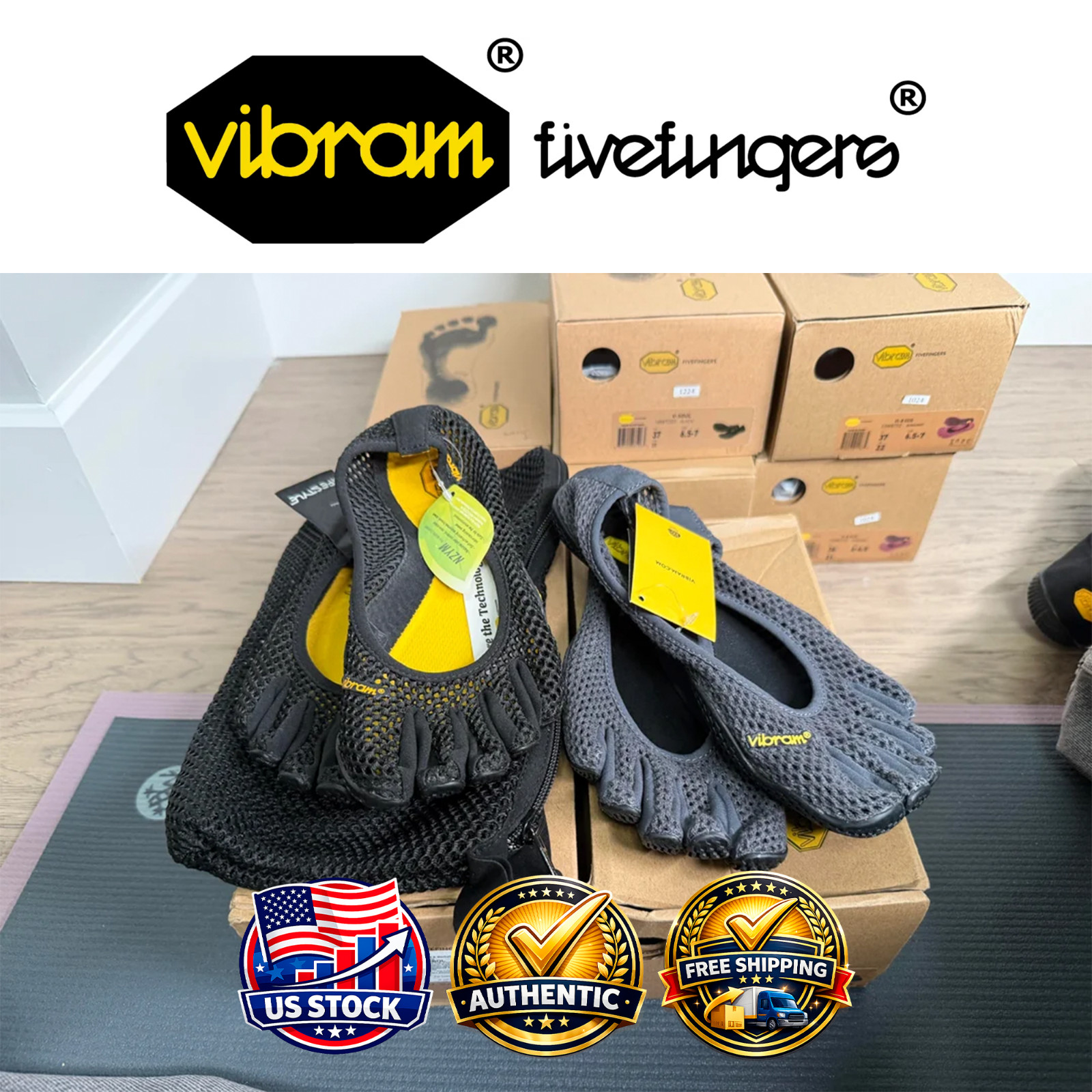 Vibram FiveFingers Vi-B ECO Women’s Barefoot Shoes Yoga Black Silver Red US 6/10