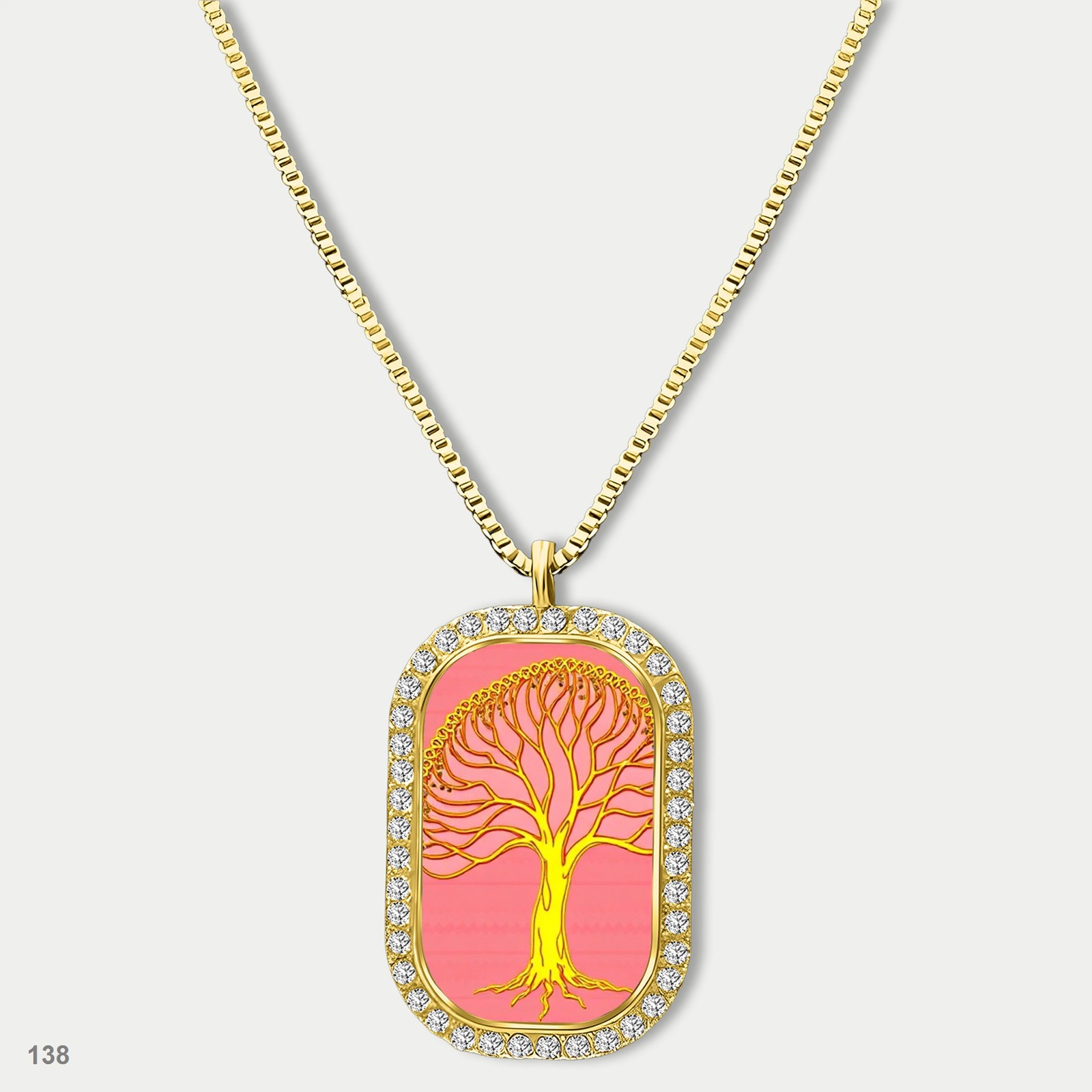Amazing Colorful Tree of Life Pendant Necklace Chain Graphic Dog Tag Chain Gift