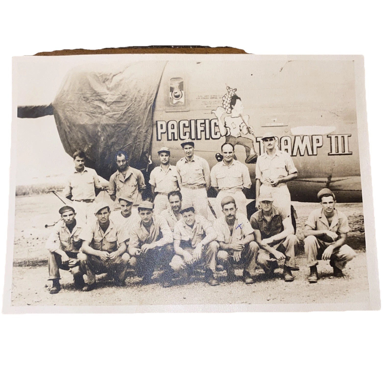 Original WWII Army Air Forces Crew  Pacific Clipper III Nose Art Camp III Named