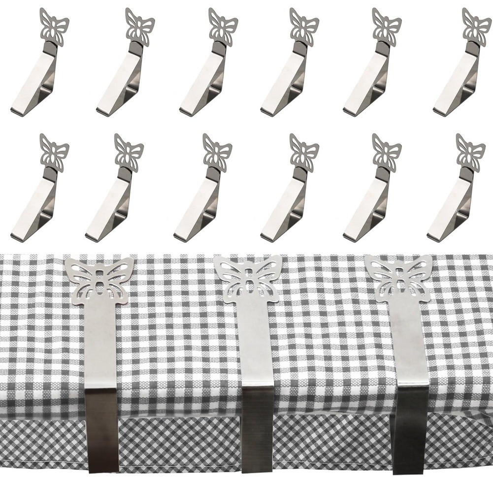 Stainless Steel Tablecloth Clips Silver Finish for Outdoor Dining and Weddings