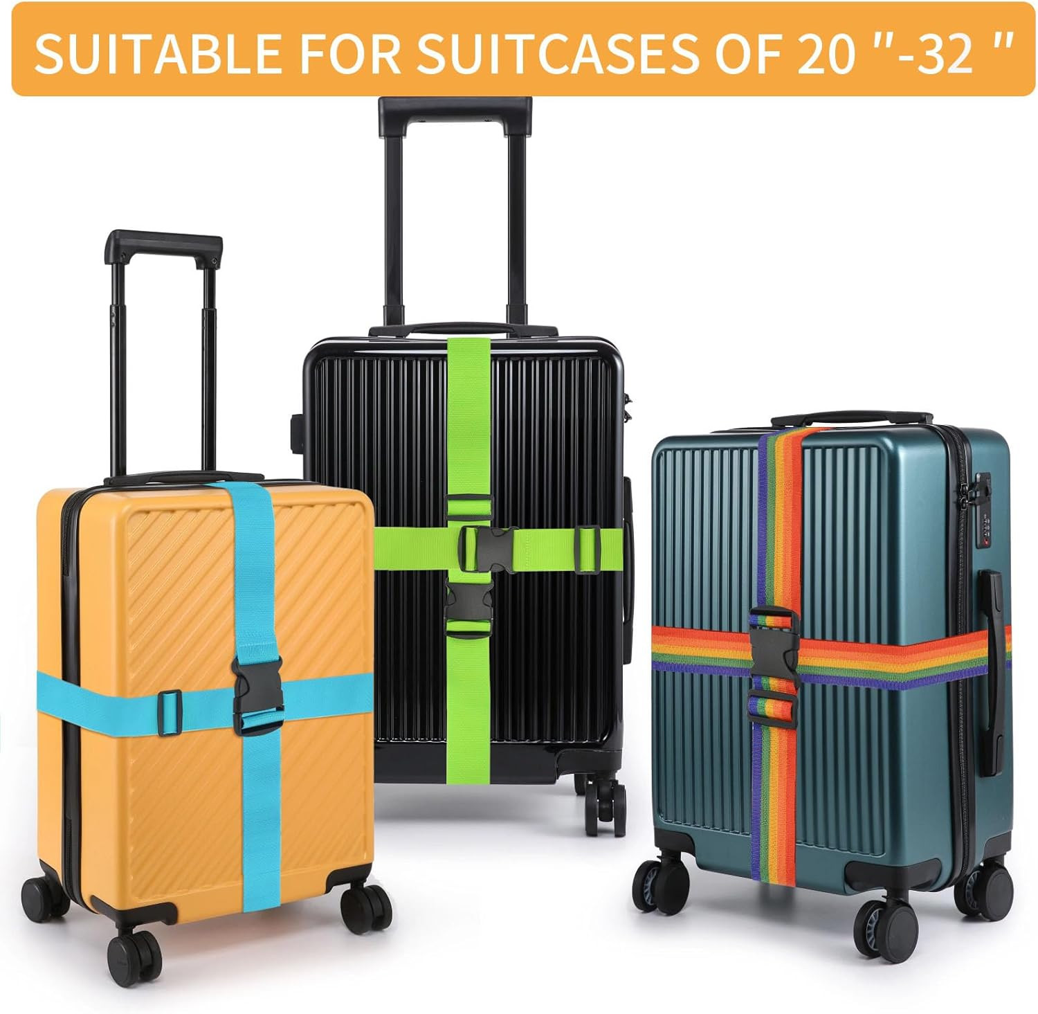 BILIONE 4 Pack Luggage Straps 79" Long Belts Keep Suitcase Secure While