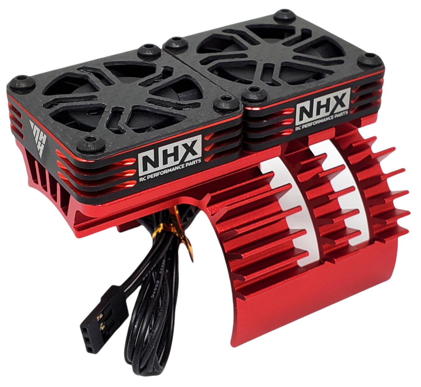 NHX RC 1/5 Twin Cyclone Alum HV Cooling Fans w/Cover Motor Heatsink Red