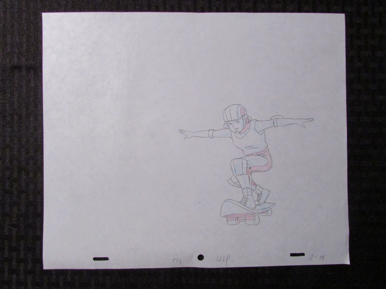 GI JOE Cartoon 12.5x10.5" Animation Prod Drawing FN+ 6.5 Skateboard Girl A-17