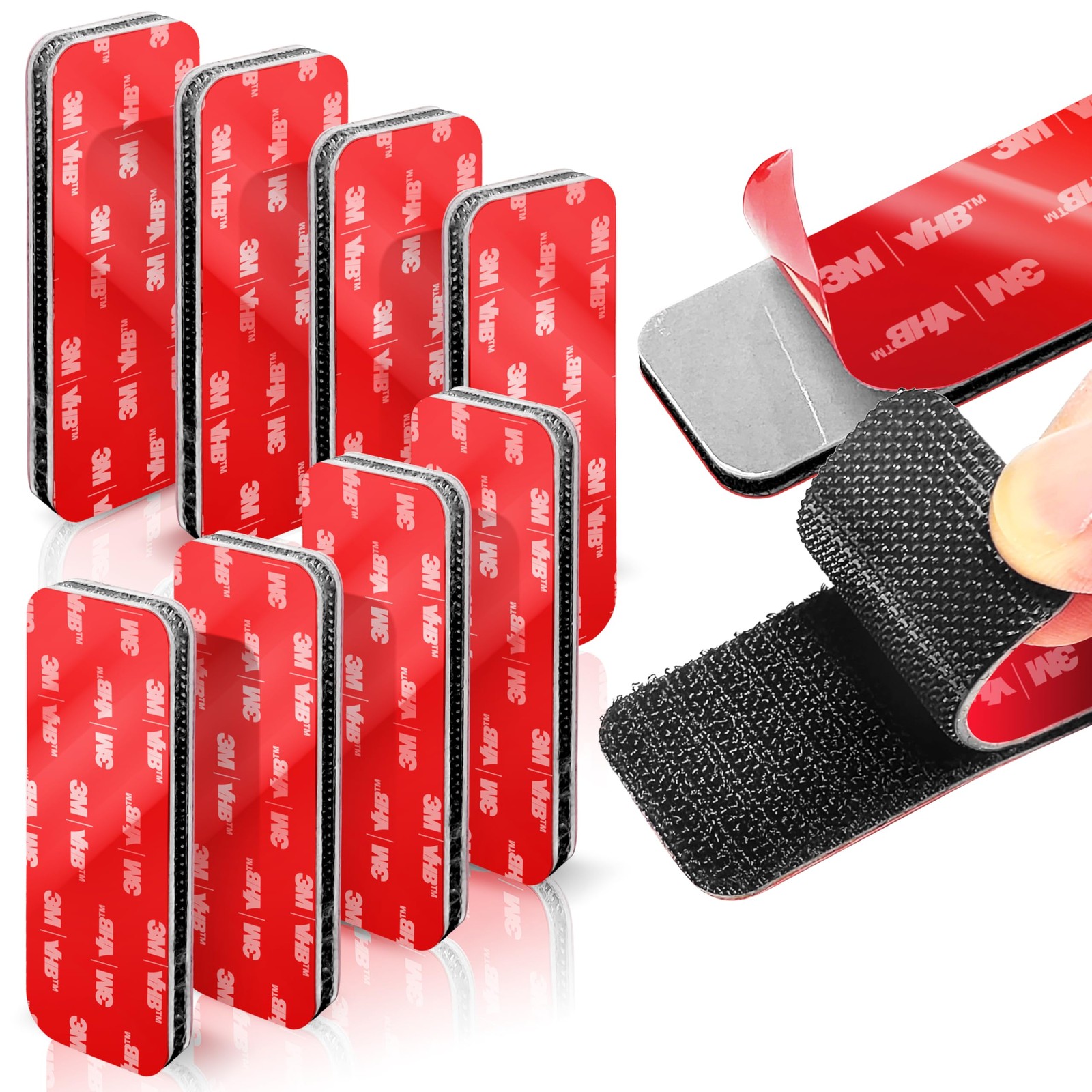 8 Sets Heavy-Duty Adhesive Hook and Loop Strips – 1.2" x 3.2" High-Bond Faste...