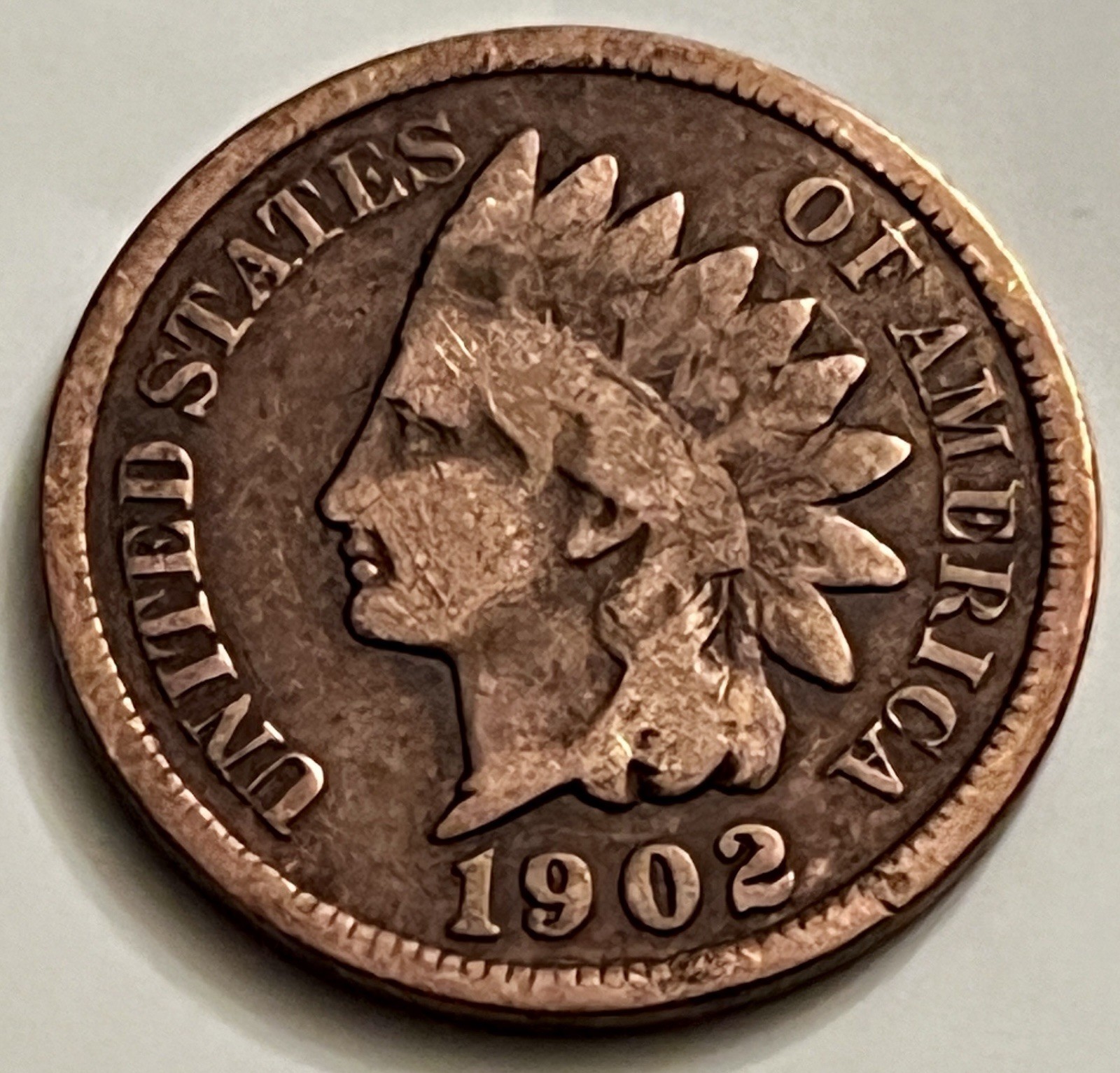 1902 Indian Head Cent G/VG Details Decent Feathers Bold Reverse BN1308