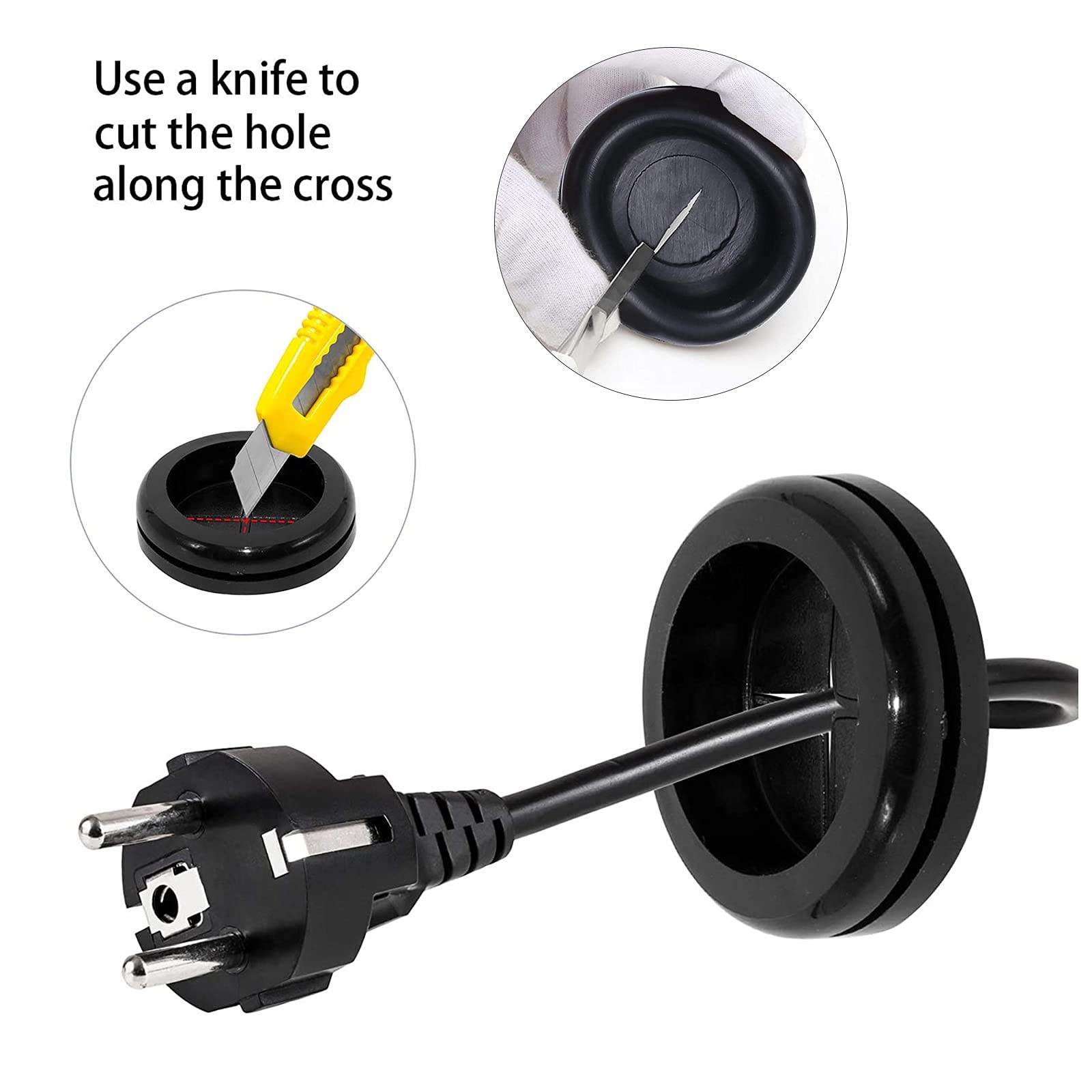 200 PCS 7 Sizes Rubber Grommet 200PCS Closed Kit, Black