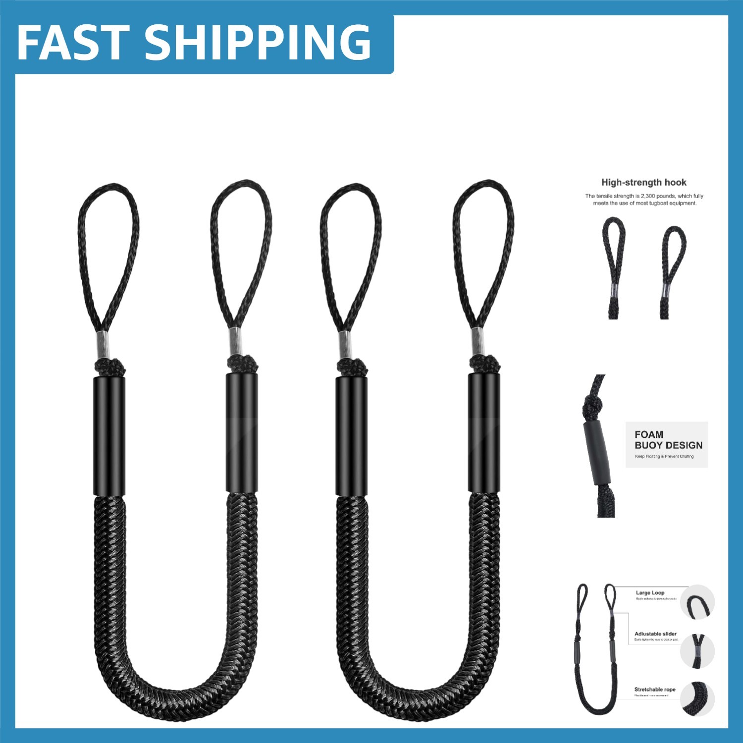 High-Quality Elastic Docking Strings - 3.5ft Bungee Ropes for All Watercraft