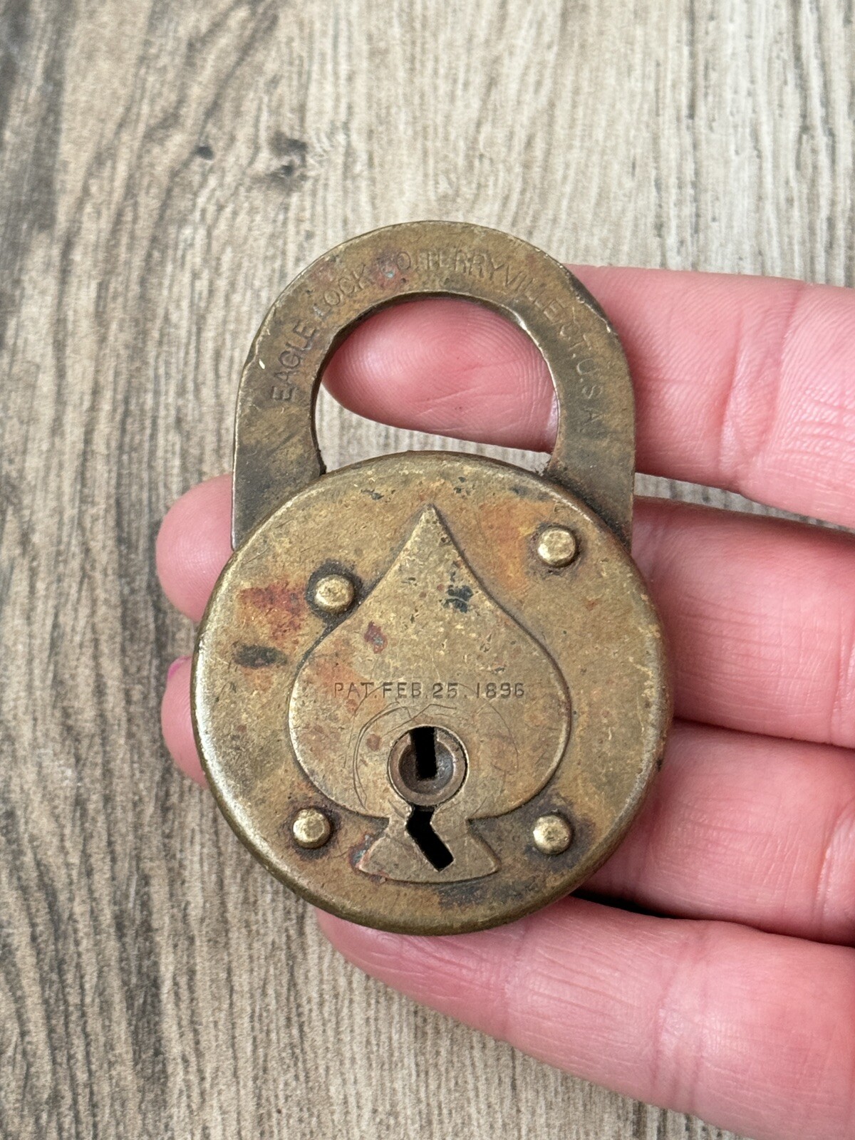 Vintage Antique Old Pat 1896 Eagle Spade Padlock Lock No Key