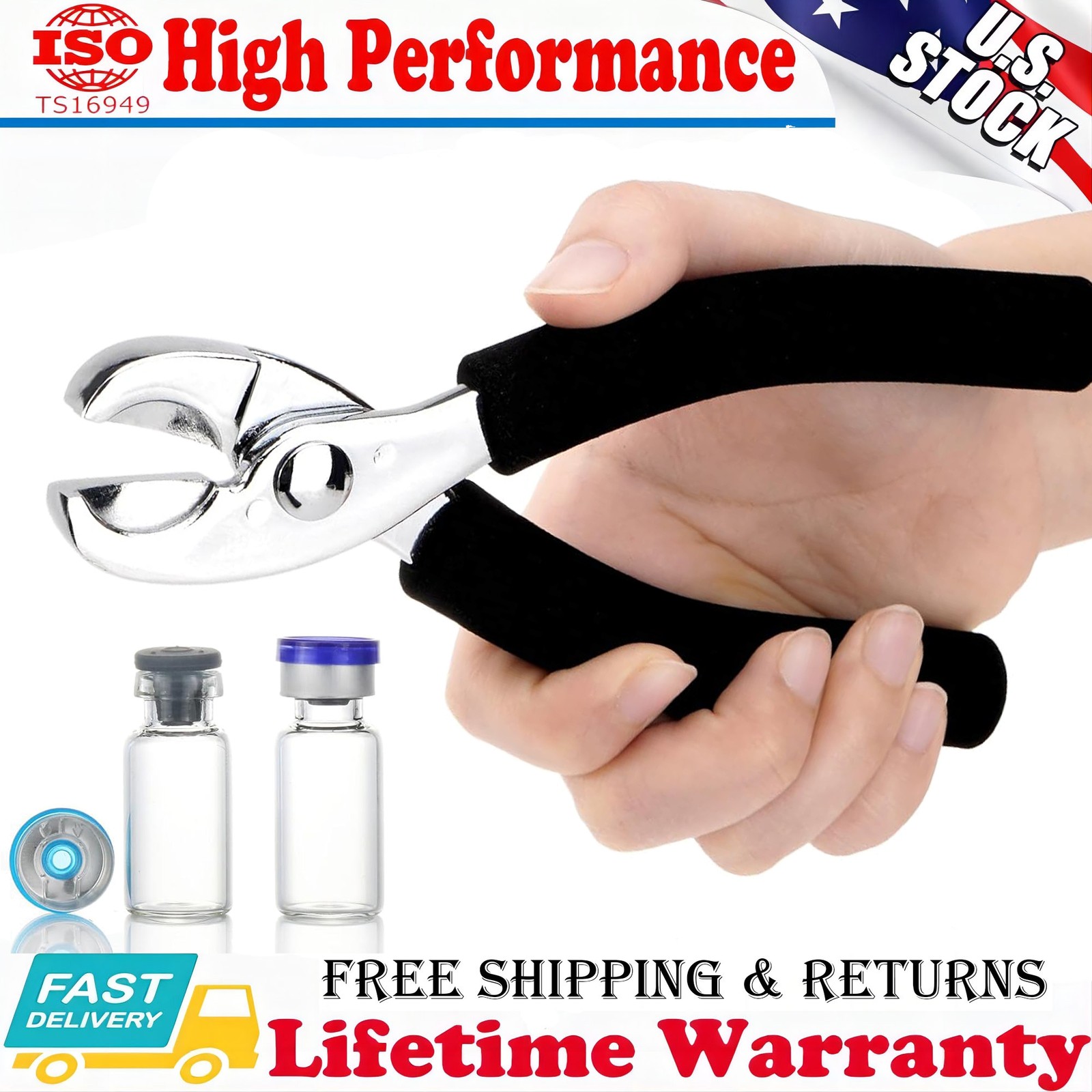 Dual Action Decapper Pliers for Decapping 13mm-20mm Crimped Vials and Bottles US