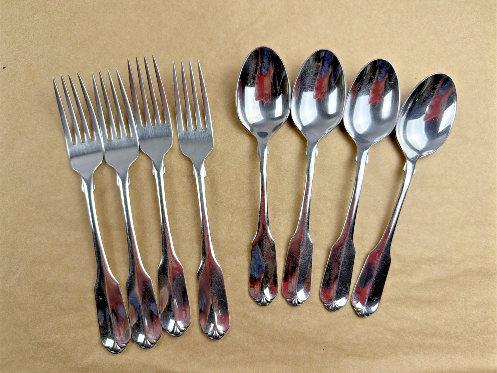 Oneida WM A Rogers Deluxe GLORIA MONTCLAIR Stainless 4 Dinner Fork 4 Table Spoon