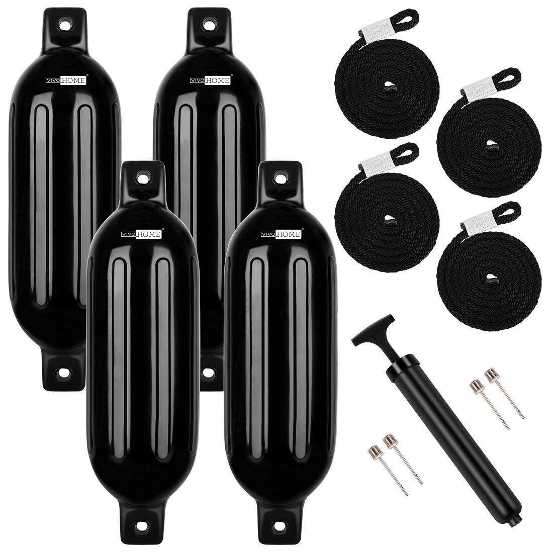 4 Ribbed PVC Boat Fender Vinyl Bumper Marine Dock Shield Protection 6.5"x24"