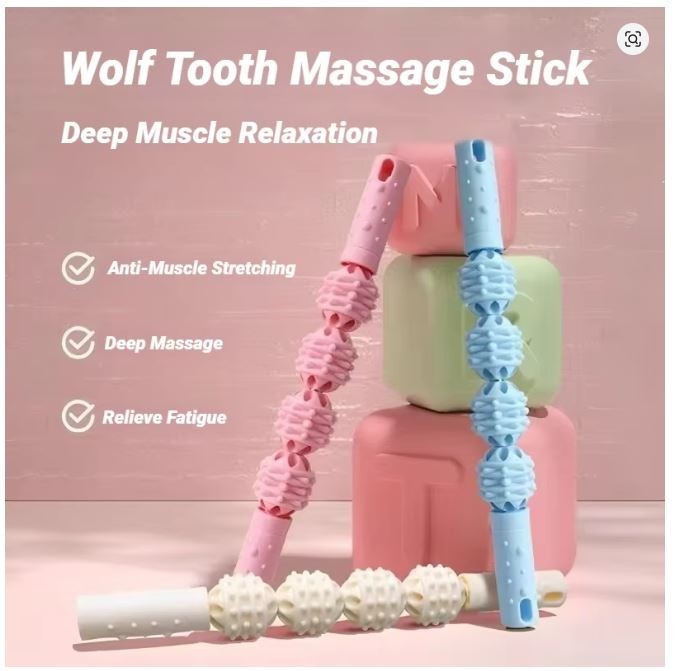 4 Ball Muscle Massage Roller Stick for Calves Arms Yoga Fitness