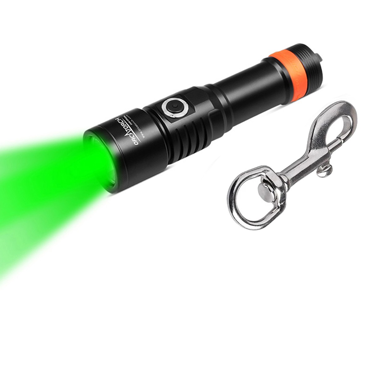 Orcatorch D530 1300 Lumens Green Dive Light with SH01 Snap Hook