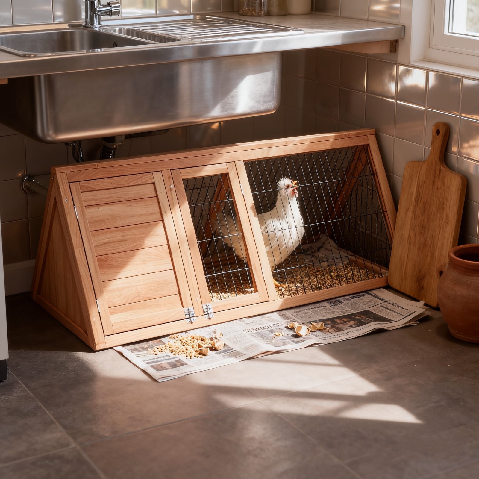 Rabbit Hutch Small Chicken Coop Wooden Pet House Bunny Cage for Small Animals