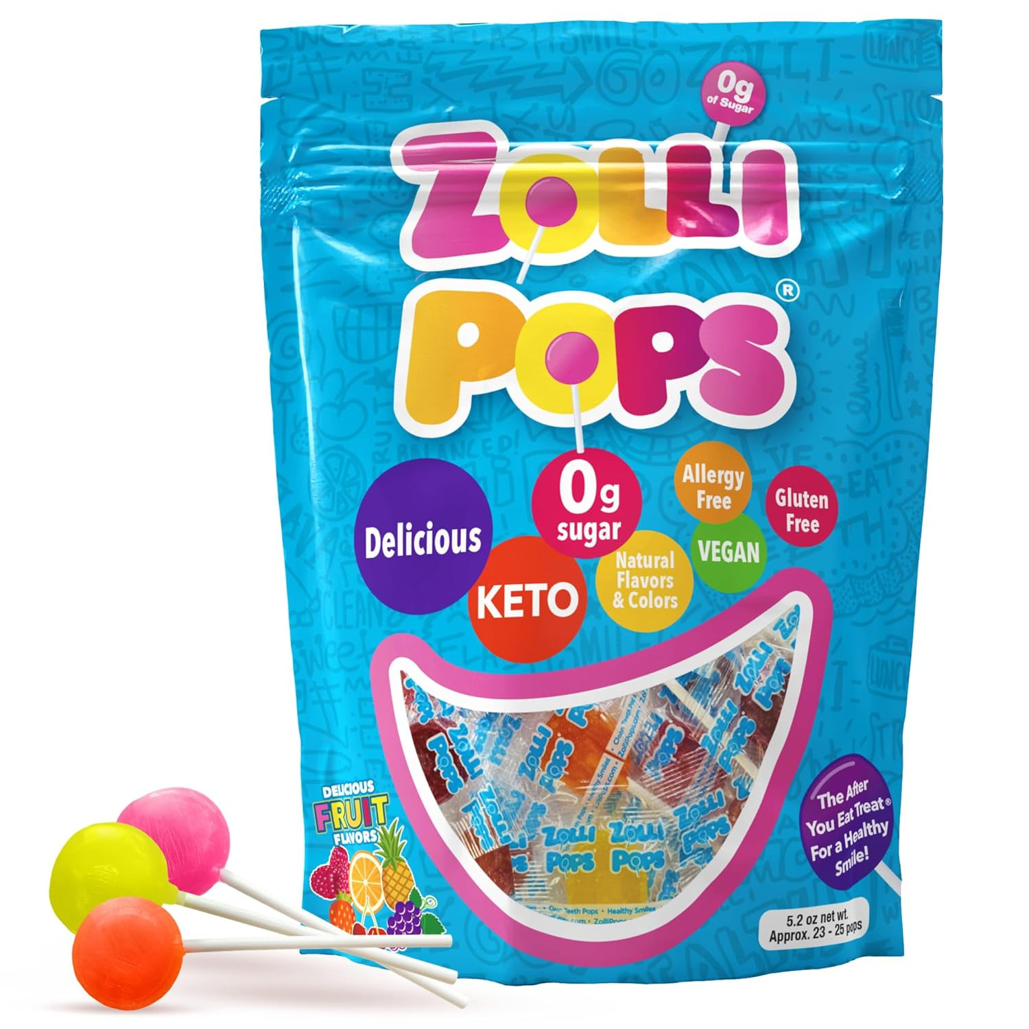 Zollipops Clean Teeth Lollipops, anti Cavity with Xylitol, Sugar Free Candy for