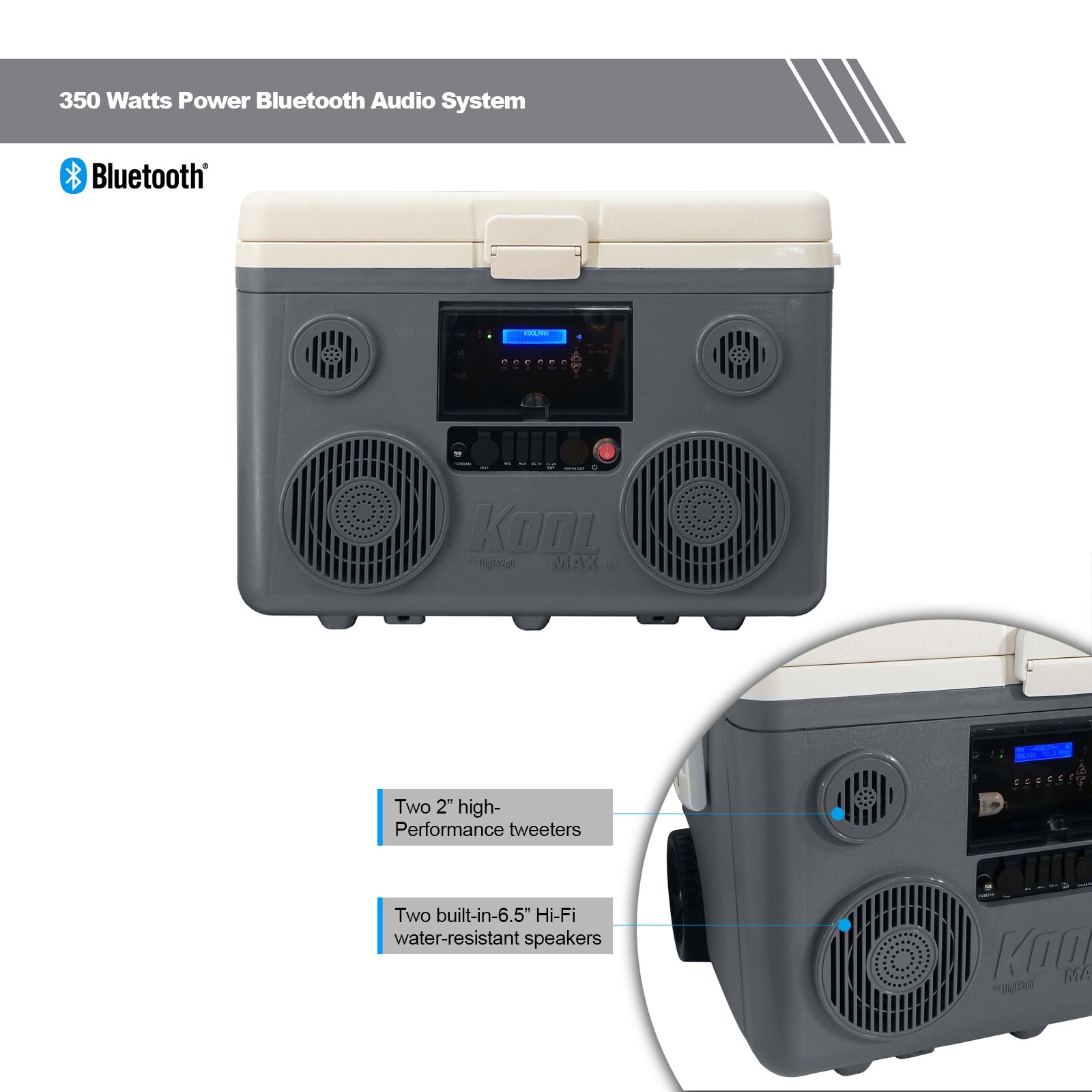 KoolMAX 40 Qt Cooler 350W Audio System Bluetooth Speaker Power Station -Refurber