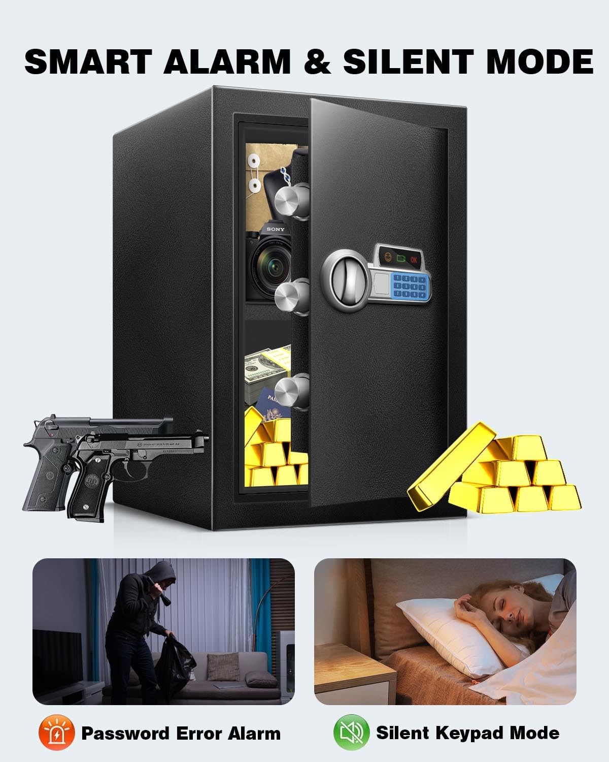 Fdsutvit Fireproof Safe Box 2.2 Cu Ft, Steel Security with Digital Electronic