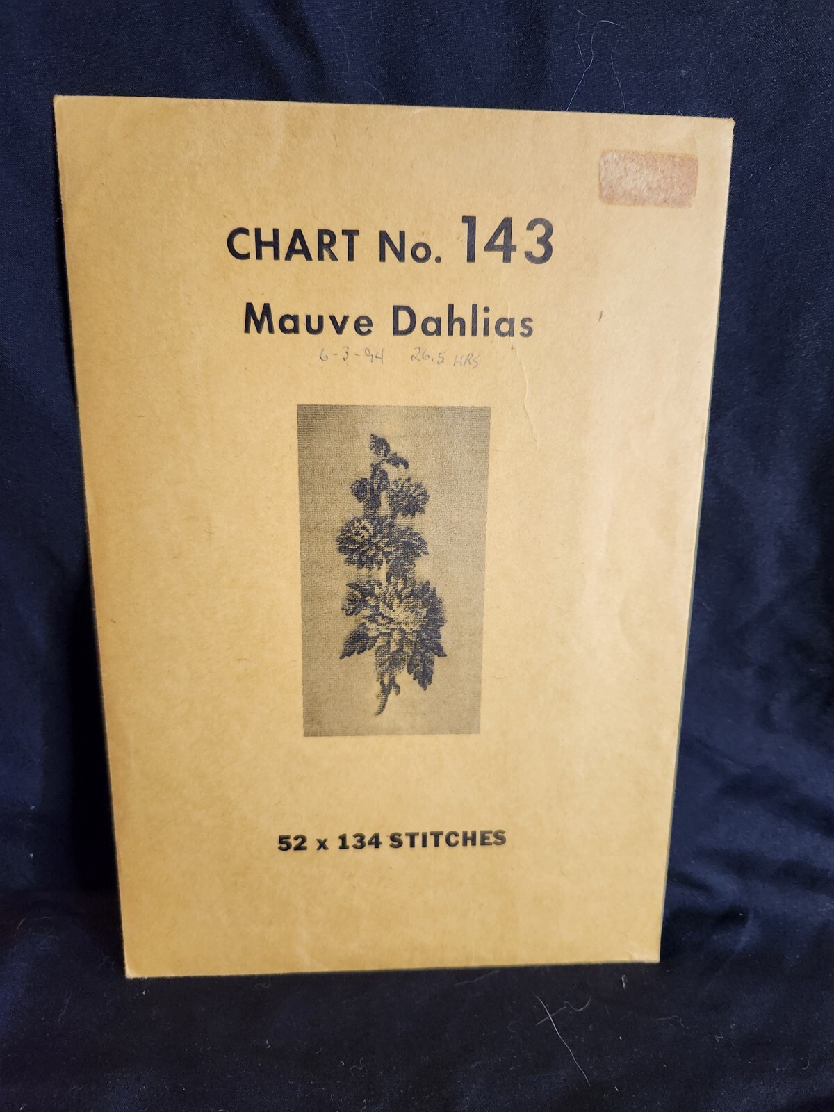 Vtg rare Babs Fuhrmann petit point Chart silk mesh 3 thread #143 Mauve Dahlias