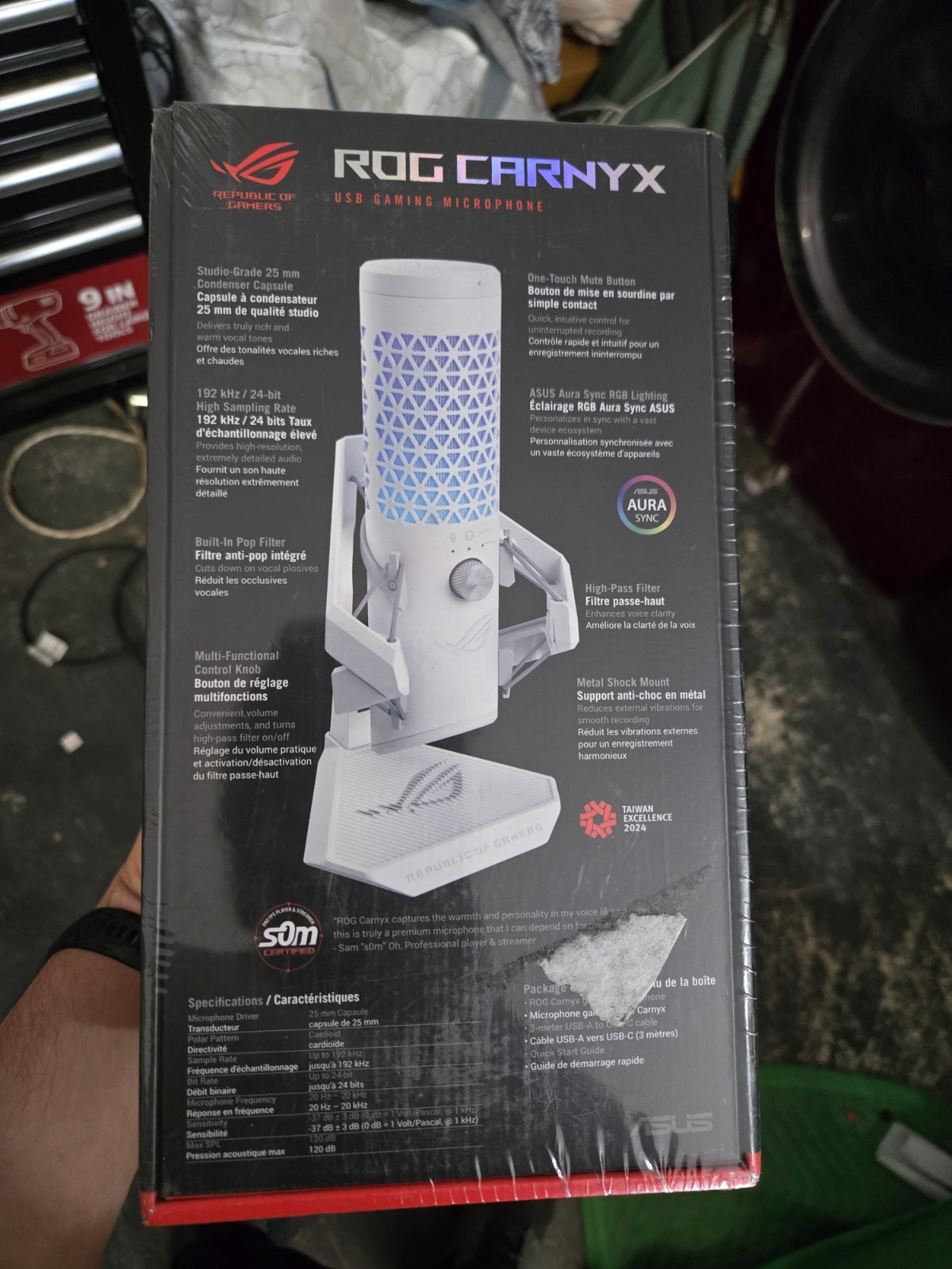 Asus ROG Carnyx 192kHz/24-bit USB Condenser Microphone Studio Gaming White RGB