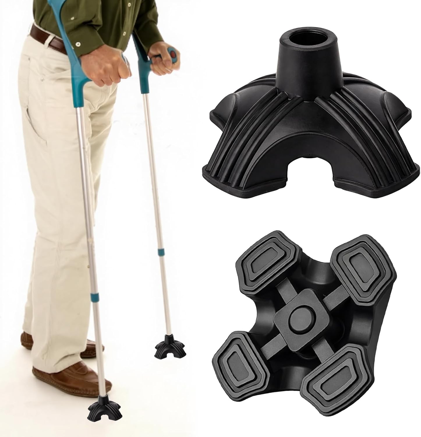 Crutch Tips 7/8 Inch Wide Base Non Slip Rubber Replacement for Cane Walki Stick