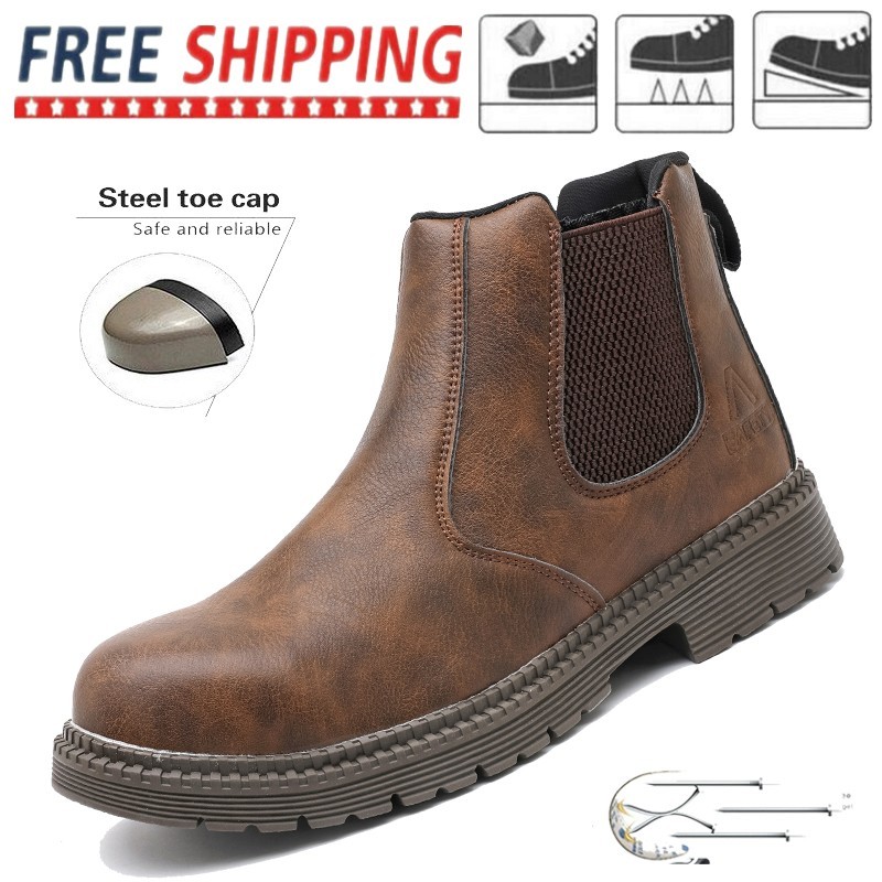 Mens Waterproof Work Boots Shoes Indestructible Non Slip Boots Steel Toe Safety