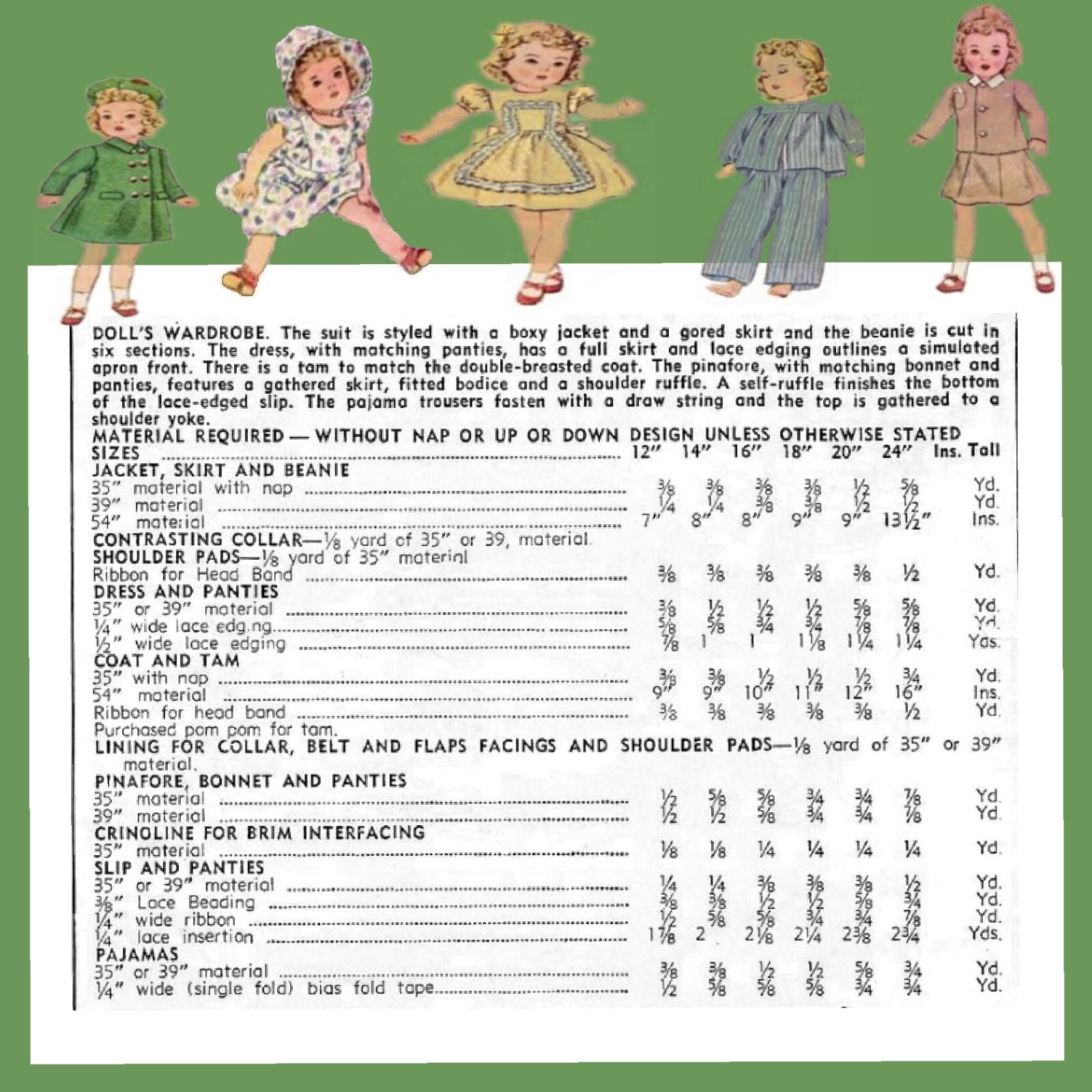 14" Doll Clothes Pattern Simplicity 2538 Vintage Pattern