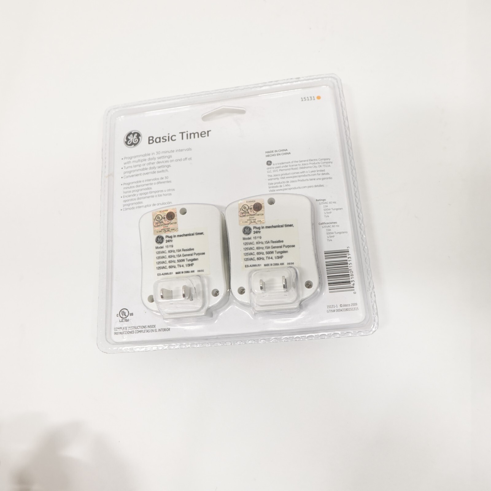 NEW GE Indoor Plug In Basic Timer 2 In Pack CFL Ready 24 Hr Programmable 15131