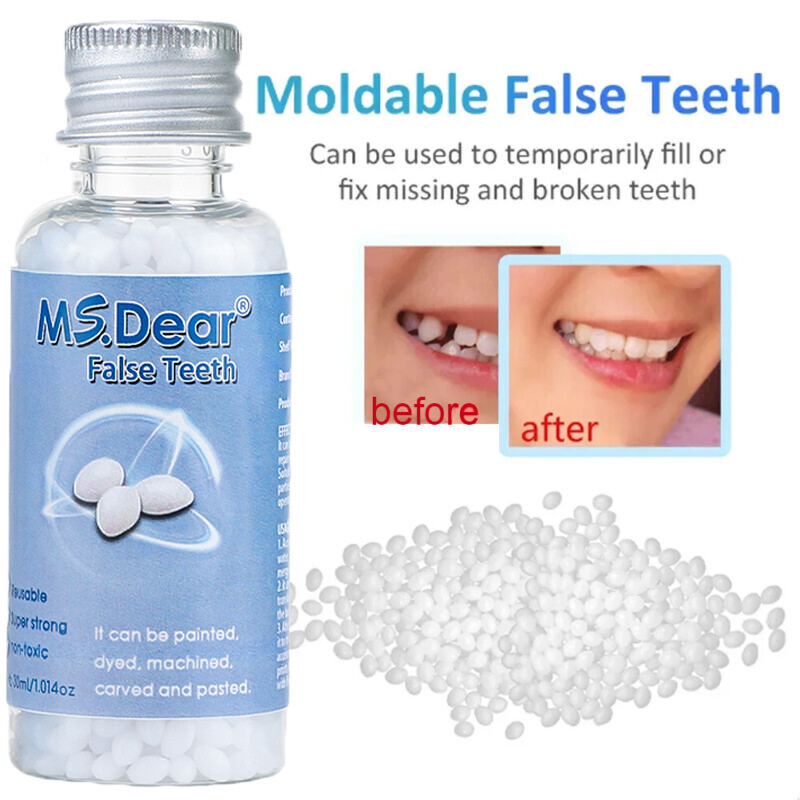 False Teeth Solid Glue Temporary Tooth Repair Moldable Fix Broke Gap Teeth 30ML