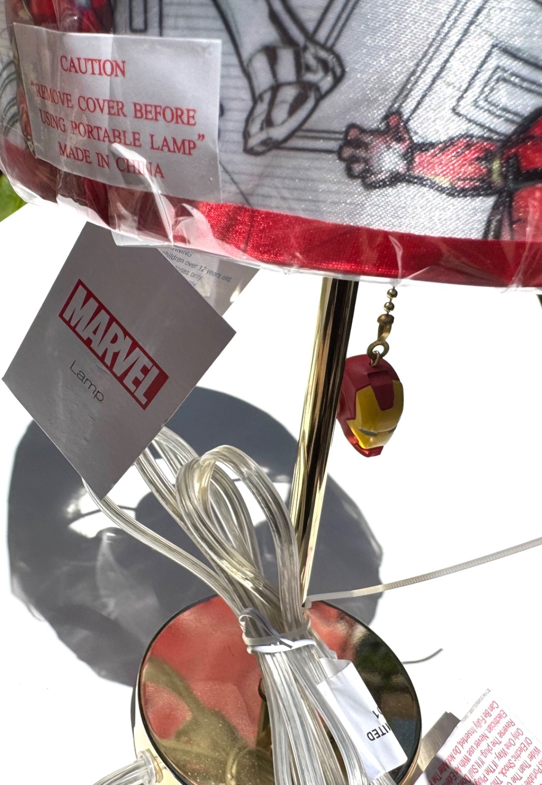 Marvel Avenger Ironman Lamp 15" H Kids Stick Table Lamp w/Pull Chain - Gold Base